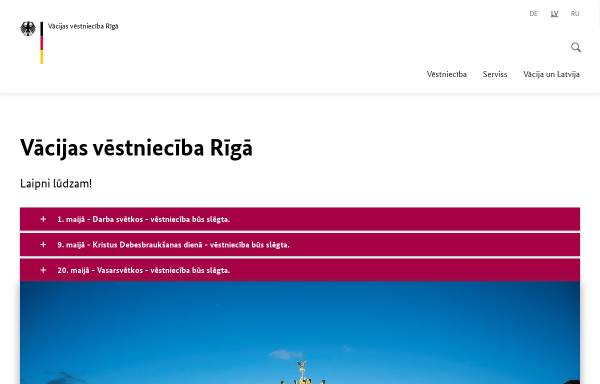 Vorschau von riga.diplo.de, Lettland, deutsche Botschaft in Riga