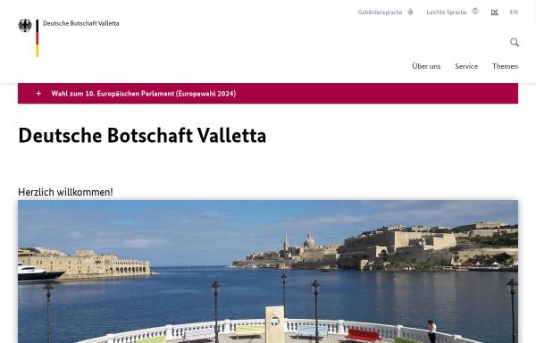 Vorschau von valletta.diplo.de, Malta, deutsche Botschaft Valletta