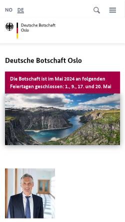 Vorschau der mobilen Webseite oslo.diplo.de, Norwegen, Deutsche Botschaft in Oslo