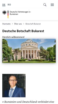 Vorschau der mobilen Webseite bukarest.diplo.de, Rumänien, deutsche Botschaft in Bukarest