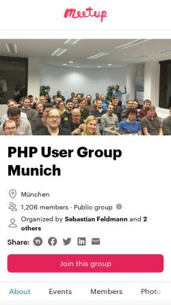 Vorschau der mobilen Webseite www.phpugmunich.org, PHP Usergroup Munich