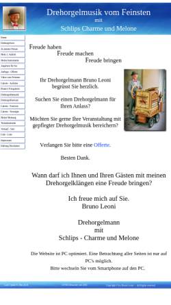 Vorschau der mobilen Webseite www.drehorgelmann.ch, Bruno Leoni - Schweizer Drehorgelmusiker