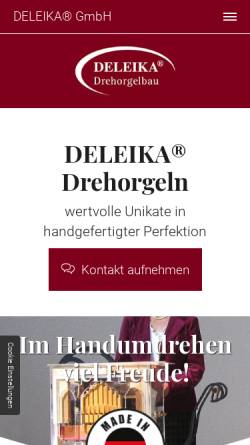 Vorschau der mobilen Webseite www.deleika.de, Deleika - Drehorgelbau