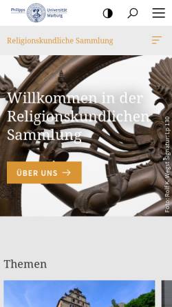 Vorschau der mobilen Webseite www.uni-marburg.de, Religionskundliche Sammlung Marburg