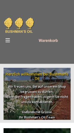 Vorschau der mobilen Webseite www.bushmans-oil.ch, Bushmans Oil