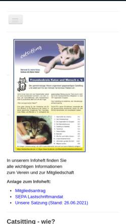 Vorschau der mobilen Webseite www.katzenfreunde.de, Freundeskreis Katze und Mensch e.V.