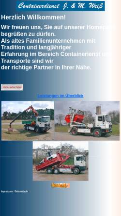 Vorschau der mobilen Webseite www.container-weiss.de, Containerdienst J. & M. Weiß