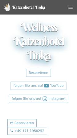 Vorschau der mobilen Webseite www.katzenhotel-tinka.de, Katzenhotel - Tinka