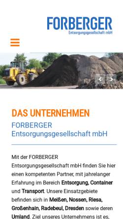 Vorschau der mobilen Webseite www.forbergerentsorgung.de, Forberger Entsorgungsgesellschaft mbH