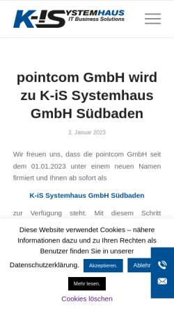 Vorschau der mobilen Webseite www.pointcom.de, Pointcom GmbH Waldkirch