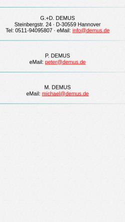 Vorschau der mobilen Webseite www.demus.de, Demus Datensysteme GmbH