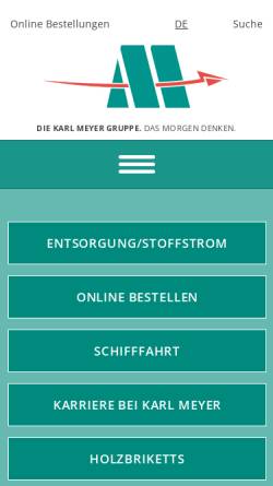 Vorschau der mobilen Webseite www.karl-meyer.de, Karl Meyer Firmengruppe - Entsorgungsdienstleistungen
