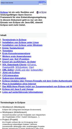 Vorschau der mobilen Webseite www.torsten-horn.de, Eclipse Erste Schritte