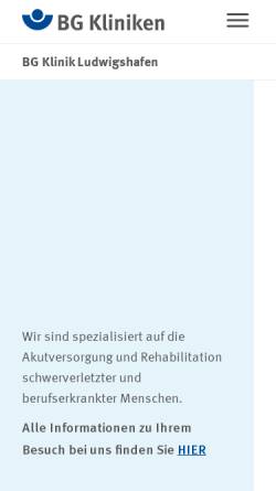 Vorschau der mobilen Webseite www.bgu-ludwigshafen.de, Berufsgenossenschaftliche Unfallklinik Ludwigshafen