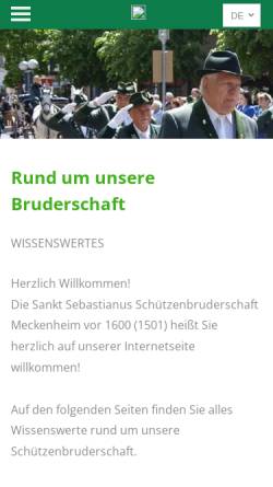 Vorschau der mobilen Webseite www.schuetzen-meckenheim.de, Sankt Sebastianus Schützenbruderschaft