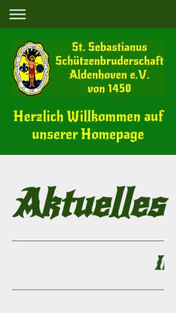 Vorschau der mobilen Webseite www.sebastianus-aldenhoven.de, Sankt Sebastianus Schützenbruderschaft Aldenhoven e.V.