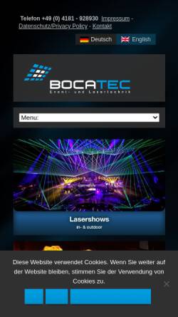 Vorschau der mobilen Webseite www.bocatec.de, BocaTec Lasertechnik