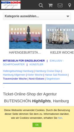 Vorschau der mobilen Webseite www.butenschoen-highlights.de, Butenschön Highlights