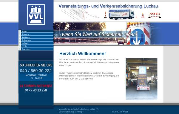 Vorschau von www.vvl-luckau.de, Veranstaltungs- und Verkehrsabsicherung Luckau