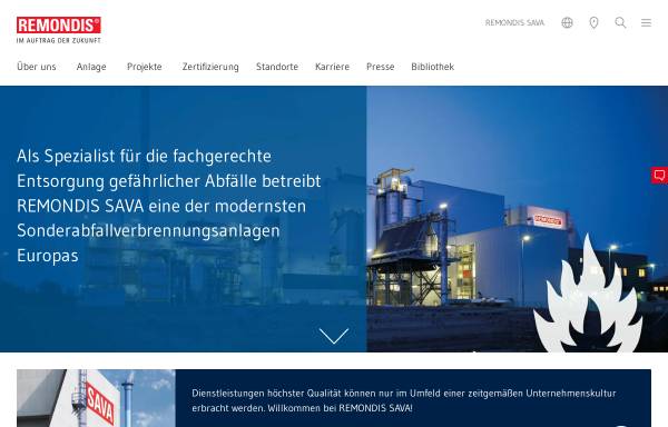 Vorschau von www.remondis-sava.de, SAVA Sonderabfallverbrennungsanlagen GmbH