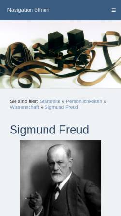 Vorschau der mobilen Webseite www.judentum-projekt.de, Sigmund Freud - Projekt 