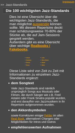 Vorschau der mobilen Webseite www.michaelsattler.de, Jazz Standards