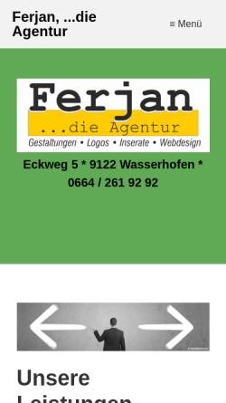 Vorschau der mobilen Webseite www.ferjan.at, Werbeagentur Ferjan
