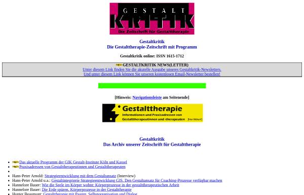 Gestaltkritik - Zeitschrift für Gestalttherapie
