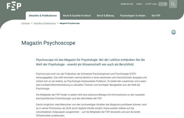 Vorschau von www.psychoscope.ch, Zeitschrift der Föderation der Schweizer Psychologen (FSP)