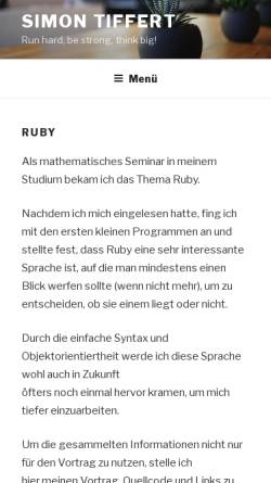 Vorschau der mobilen Webseite www.simon-tiffert.de, Ruby - Einfach Programmieren