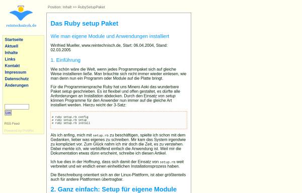 Vorschau von www.wikidorf.de, Das Ruby setup Paket
