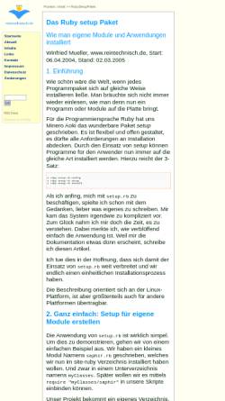 Vorschau der mobilen Webseite www.wikidorf.de, Das Ruby setup Paket