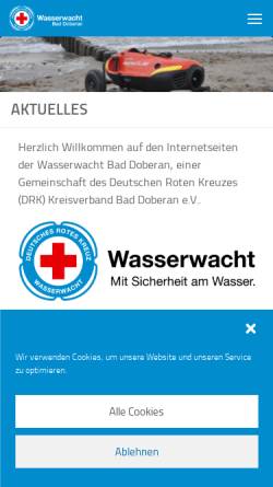 Vorschau der mobilen Webseite www.wasserwacht-baddoberan.de, Wasserwacht Bad Doberan