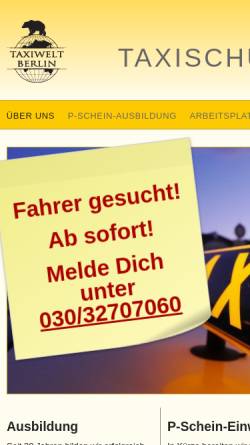 Vorschau der mobilen Webseite www.taxi-welt.de, Taxi Welt - Kraftdroschken GmbH & Co KG