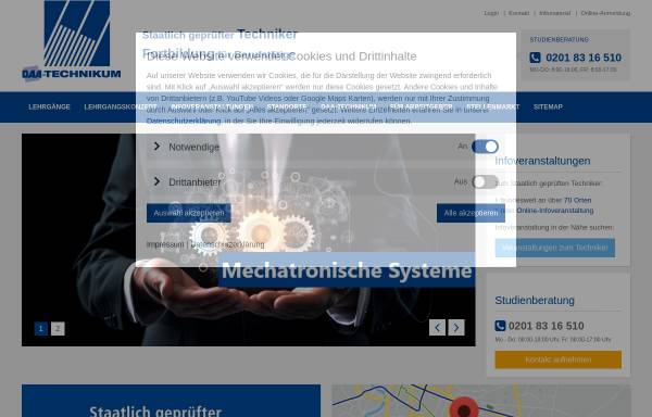 Vorschau von www.daa-technikum.de, DAA-Technikum - Fortbildung für Berufstätige