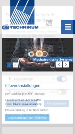 Vorschau der mobilen Webseite www.daa-technikum.de, DAA-Technikum - Fortbildung für Berufstätige