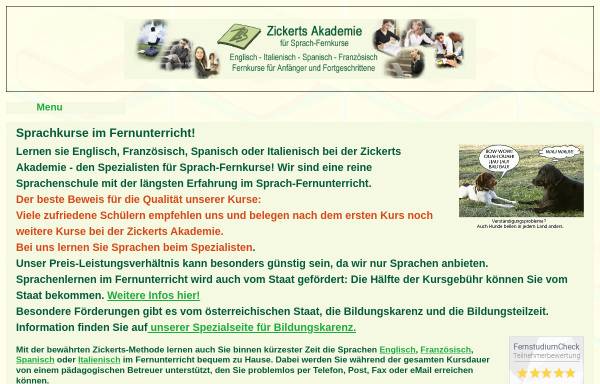 Vorschau von www.zickerts.de, Zickerts Sprachkurse