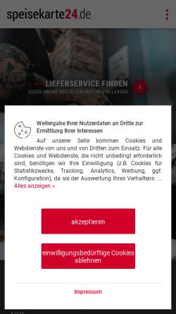 Vorschau der mobilen Webseite www.speisekarte24.de, Restaurantführer Speisekarte24