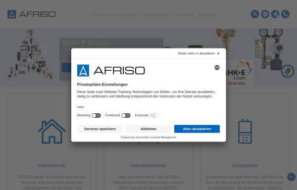 Vorschau von www.afriso.com, AFRISO Euro-Index GmbH