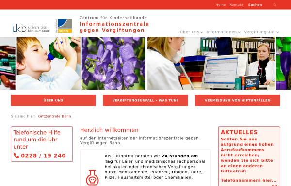 Vorschau von www.meb.uni-bonn.de, Informationszentrale gegen Vergiftungen der Universität Bonn
