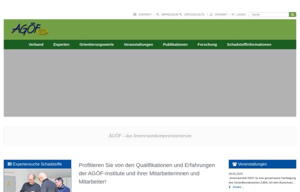 Vorschau von www.agoef.de, AGÖF Verband unabhängiger Dienstleister für Schadstoffmessungen, Innenraumluftqualität, ökologisches Bauen, Energieeffizienz