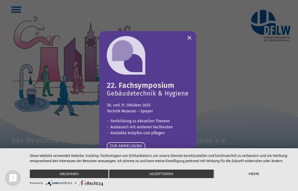 Vorschau von www.dflw.info, Deutscher Fachverband für Luft- und Wasserhygiene (DFLW)
