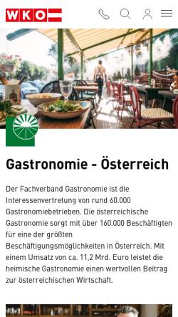 Vorschau der mobilen Webseite www.diegastronomie.at, Fachverband Gastronomie der Wirtschaftskammer Österreich