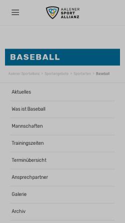 Vorschau der mobilen Webseite www.strikers.de, Aalen Strikers