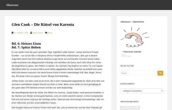 Vorschau von www.hinternet.de, Hinternet-Rezension von Glen Cooks Karenta-Romanen