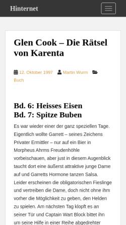 Vorschau der mobilen Webseite www.hinternet.de, Hinternet-Rezension von Glen Cooks Karenta-Romanen