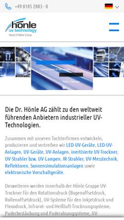 Vorschau der mobilen Webseite www.hoenle.de, Dr. Hönle AG
