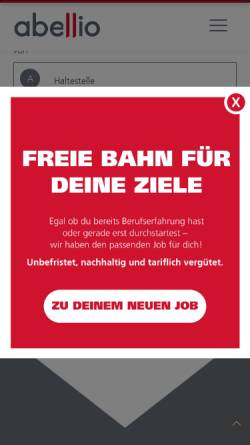 Vorschau der mobilen Webseite www.abellio.de, Abellio Rail NRW GmbH