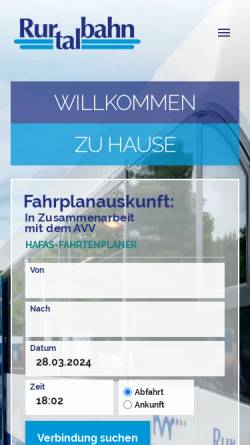 Vorschau der mobilen Webseite www.rurtalbahn.de, Rurtalbahn GmbH