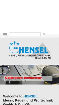 Vorschau der mobilen Webseite www.hensel-cunewalde.de, Hensel Mess-, Regel- und Prüftechnik